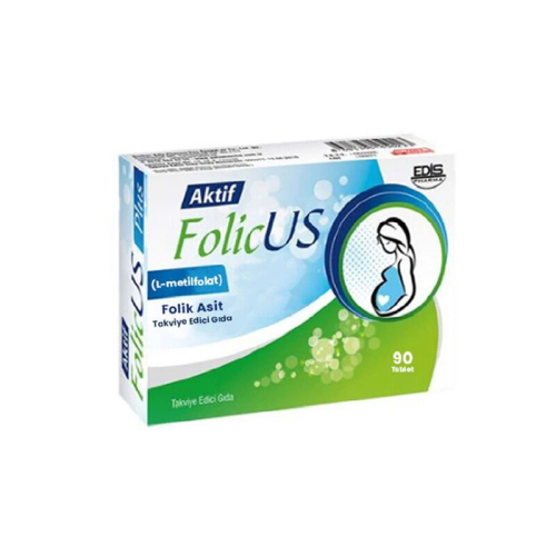 Aktif Folic Us Folik Asit Takviye Edici Gıda 90 Tablet - Edis Pharma