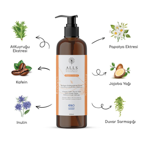 Alls Biocosmetics Organik Besleyici Prebiyotik Saç Kremi 350 ml - 9