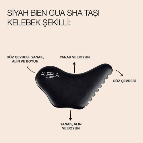 Aurelia Geneve Kelebek Gua Sha Taşı - Siyah Bien - 2