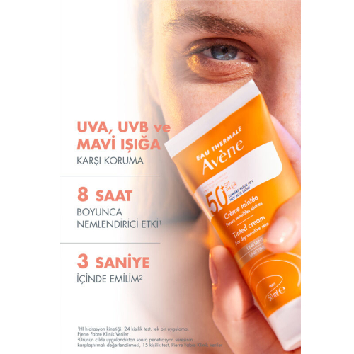 Avene Cream SPF 50+ Kuru Ciltler için Renkli Güneş Kremi 50 ml - 5