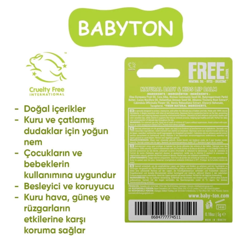 Babyton Doğal Dudak Koruyucu Bitkisel Lipbalm Naturel 5 gr - 2