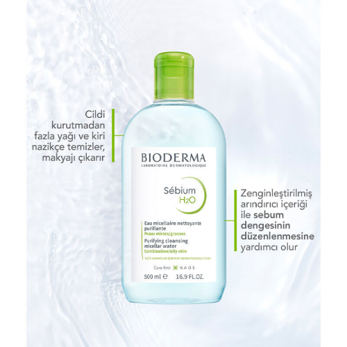 Bioderma Sebium H2O Yüz ve Makyaj Temizleme Suyu 500 ml - 4