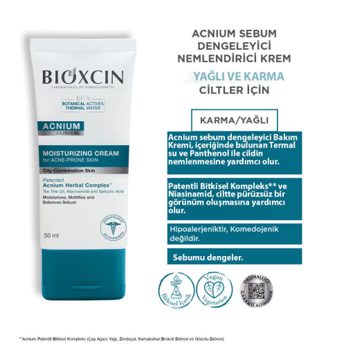 Bioxcin Acnium Sebum Dengeleyici Nemlendirici Krem 50 ml - 3