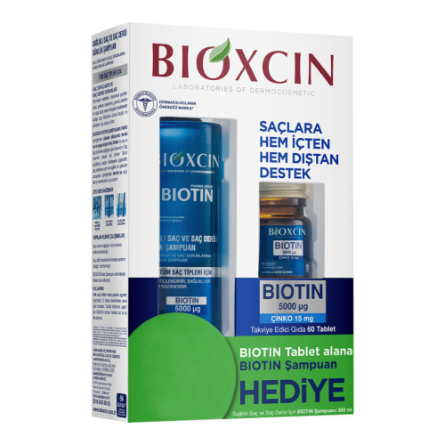 Bioxcin Biotin 5000 mg Çinko 15 mg ALANA Biotin Şampuan 300 ml HEDİYE - Bioxcin