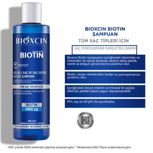 Bioxcin Biotin 5000 mg Çinko 15 mg ALANA Biotin Şampuan 300 ml HEDİYE - 2