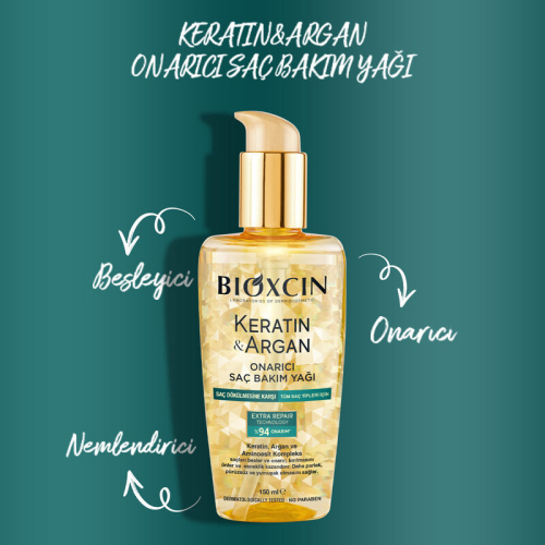 Bioxcin Keratin ve Argan Onarıcı Saç Bakım Yağı 150 ml - 3