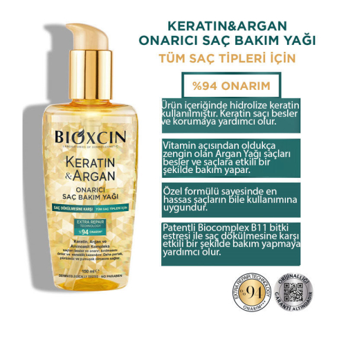 Bioxcin Keratin ve Argan Bariyer Onarıcı Saç Bakım Yağı 150 ml - 2