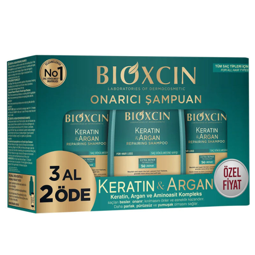 Bioxcin Keratin ve Argan Onarıcı Şampuan 300 ml - 3 al 2 öde - Bioxcin
