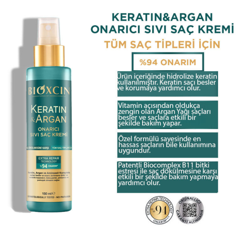 Bioxcin Keratin ve Argan Onarıcı Sıvı Saç Kremi 150 ml - 2