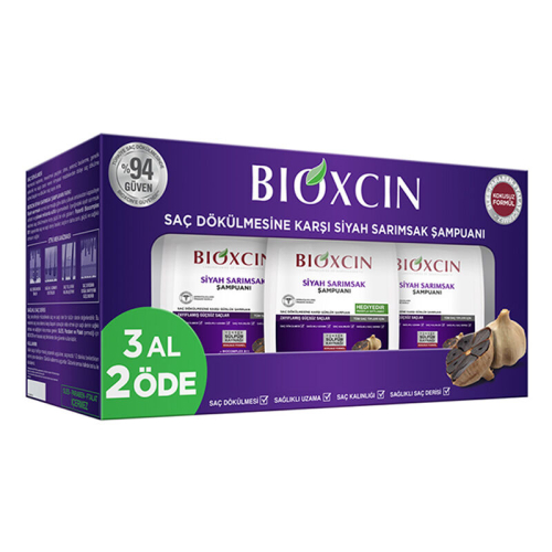 Bioxcin Saç Dökülmesine Karşı Siyah Sarımsak Şampuanı 300 ml | 3 al 2 öde - Bioxcin
