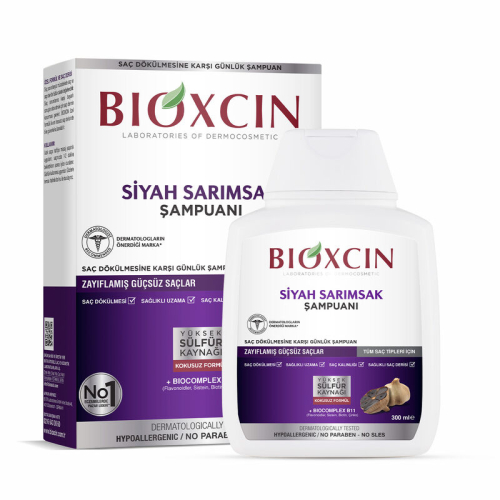 Bioxcin Saç Dökülmesine Karşı Siyah Sarımsak Şampuanı 300 ml - 1