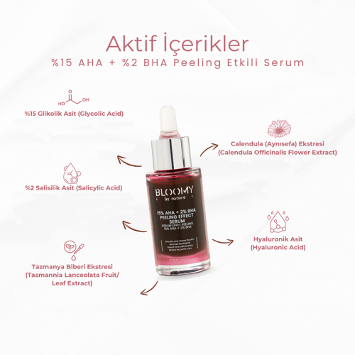 Bloomy By Nature %15 AHA+%2 BHA Peeling Etkili Serum 30 ml - 3