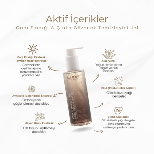 Bloomy By Nature Cadı Fındığı ve Çinko Gözenek Temizleyici Yıkama Jeli 200 ml - 2