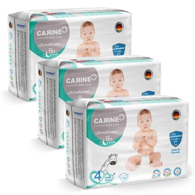 CARINE Premium Bebek Bezi 4 Numara - Maxi 3 x 36 Adet