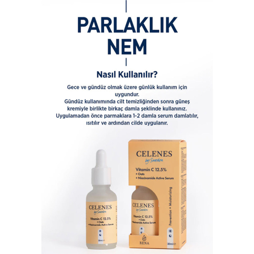 Celenes By Sweden C Vitamini 25 + Yulaf Sütü Niasinamid Aktifli Serum 30 ml - 3