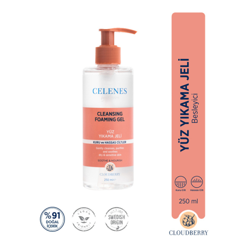 Celenes By Sweden Yoğun Nemlendirici Cloudberry Yüz Yıkama Jeli Kuru ve Hassas Ciltler 250 ml - 2