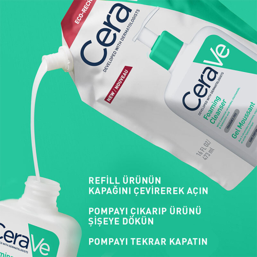 CeraVe Normal Ve Yağlı Ciltler İçin Köpüren Temizleyici 473 ml - Refill - 2