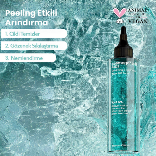 Cosmogenesis Labs Peeling Etkili Arındırıcı AHA ve BHA Tonik 200 ml - 3