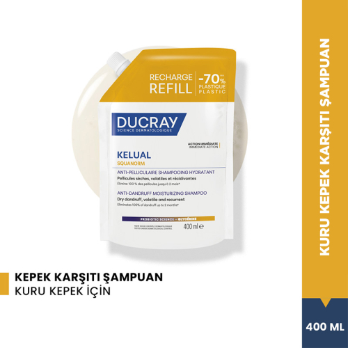 Ducray Kelual Squanorm Kuru Saçlar İçin Kepek Karşıtı Şampuan 400 ml - Refill - 2
