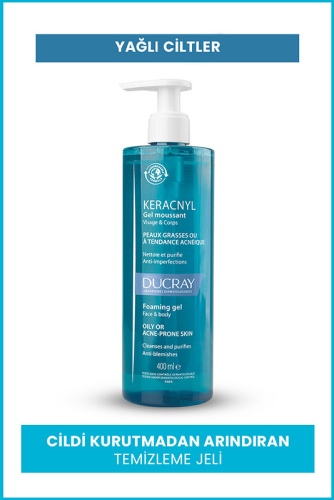 Ducray Keracnyl Yağlı ve Akneye Eğilimli Ciltler için Yüz Temizleme Jeli 400 ml - 2