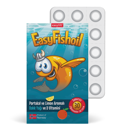 Easy Fish Oil Portakal ve Limon Aromalı Balık Yağı ve D Vitamini 30 Çiğnenebilir Form - 1