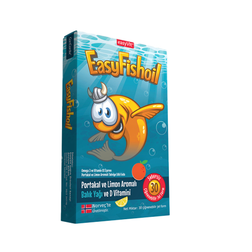 Easy Fish Oil Portakal ve Limon Aromalı Balık Yağı ve D Vitamini 30 Çiğnenebilir Form - EasyVit
