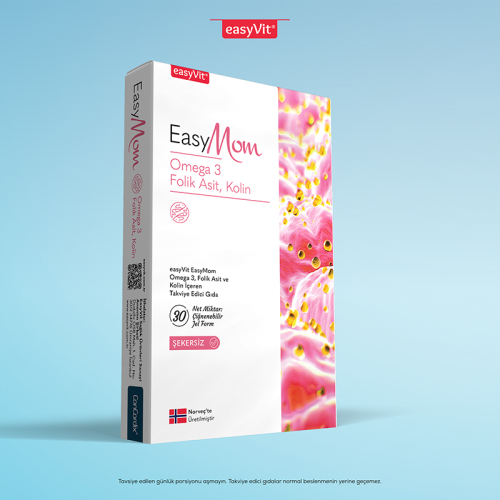 EasyMom Omega 3 Folik Asit ve Kolin İçeren Takviye Edici Gıda 30 Adet - 2