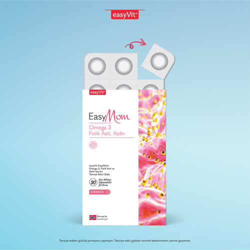 EasyMom Omega 3 Folik Asit ve Kolin İçeren Takviye Edici Gıda 30 Adet - 3