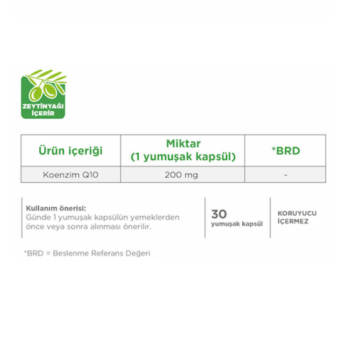 Eczacıbaşı Dynavit Coenzyme Q-10 200 Takviye Edici Gıda 30 Yumuşak Kapsül - 2