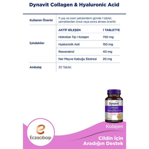 Eczacıbaşı Dynavit Collagen+Hyaluronik Acid 30 Tablet - 3
