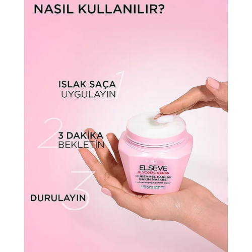 Elseve Glycolic Gloss Saç Bakım Maskesi 300 ml - 3