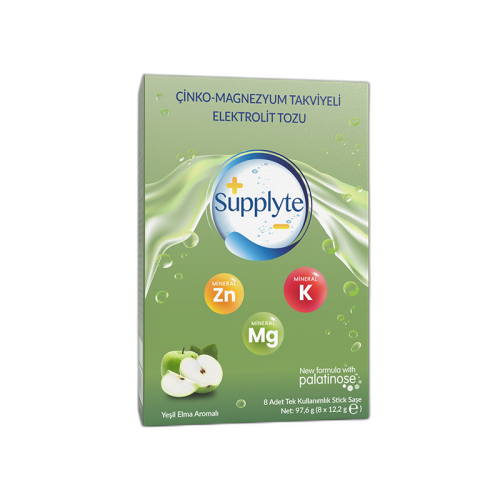 EnaFarma Supplyte Çinko Magnezyum Takviyeli Elektrolit Saşe Elma Aromalı 8 Adet - EnaFarma