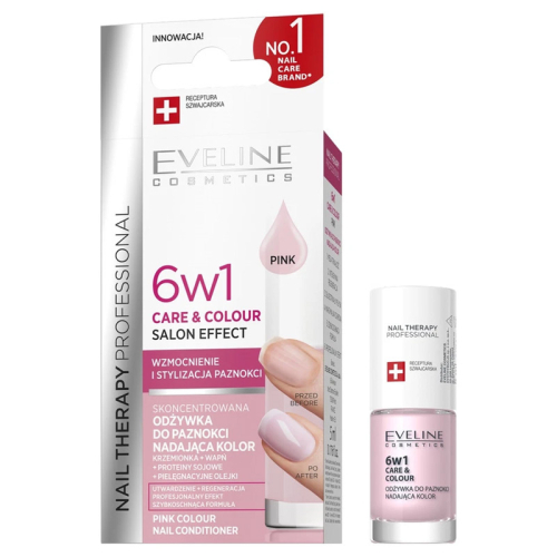 Eveline Cosmetics 6w1 Care&Colour Salon Effect 5 ml - Pink - 1