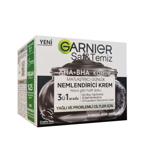 Garnier Saf ve Temiz AHA BHA Kömür Nemlendirici Krem 50 ml - Garnier