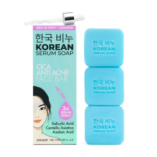 Greenlabel Korean Serum Soap Cica Anti Acne Face Bar 3x60 gr - Greenlabel