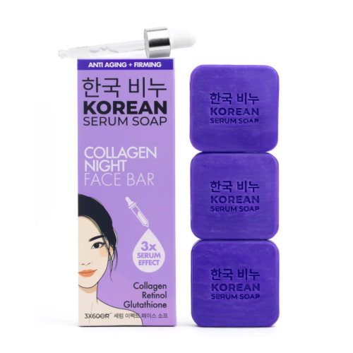 Greenlabel Korean Serum Soap Collagen Night Face Bar 3x60 gr - 1