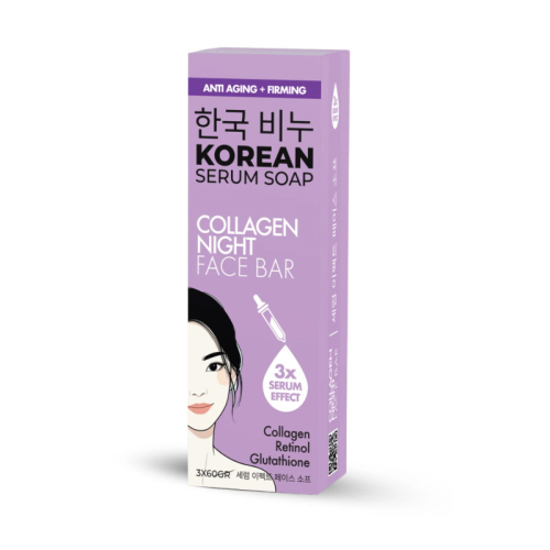 Greenlabel Korean Serum Soap Collagen Night Face Bar 3x60 gr - 4