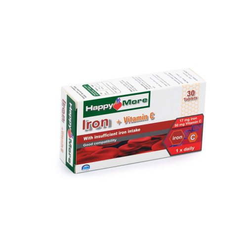 HappyMore Iron Vitamin C Takviye Edici Gıda 30 tablet - 4