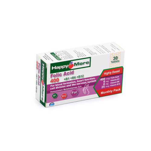 HappyMore Vitamin Folik Asit Takviye Edici Gıda 30 Tablet - 6