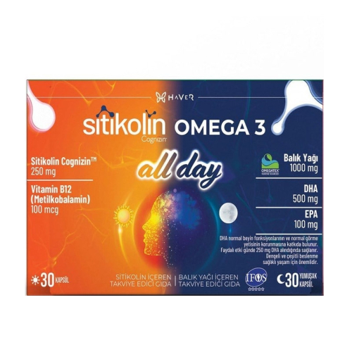 Haver Sitikolin Omega 3 Allday 60 Kapsül - Haver Farma
