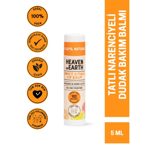 Heaven on Earth %100 Doğal Ve Organik İçerikli Lip Balm 5 gr - Sweet Citrus - 3