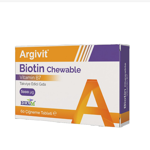 Hekim İlaç Argivit Biotin Chewable Takviye Edici Gıda 60 Tablet - Hekim İlaç
