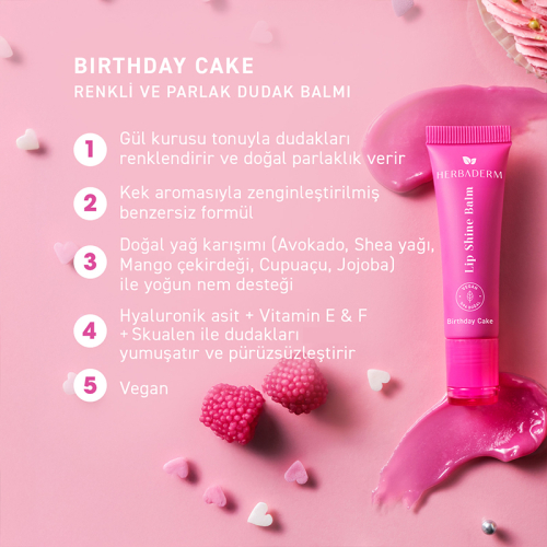 Herbaderm Lip Shine Balm - Birthday Cake 10 ml - 9