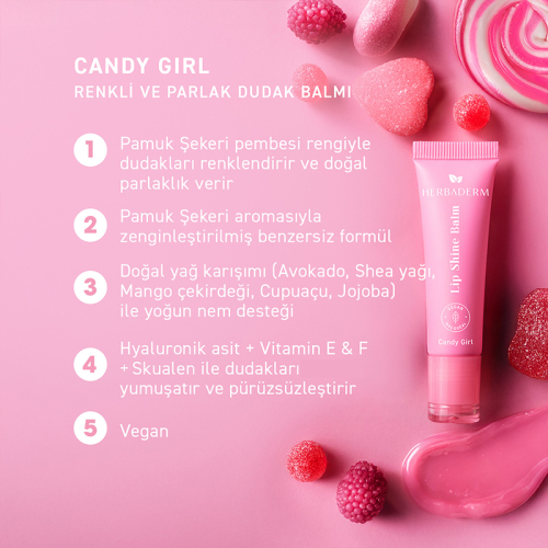 Herbaderm Lip Shine Balm - Candy Girl 10 ml - 6