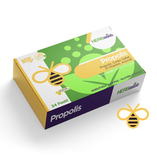 HERBasist Propolis Çinko İçerikli Takviye Edici Gıda Pastil 24 Adet Pastil - HERBasist
