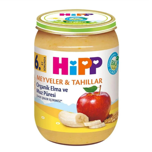 Hipp Meyveler ve Tahıllar Organik Elma ve Muz Püresi 190 gr - Hipp