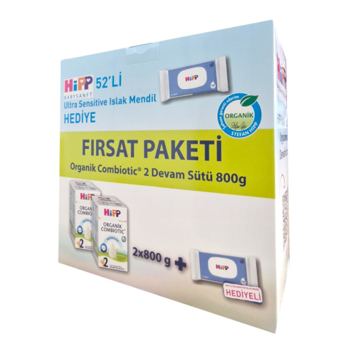 Hipp Organik Combiotic Devam Sütü 2 2x800 gr Islak Mendil HEDiYE - Hipp