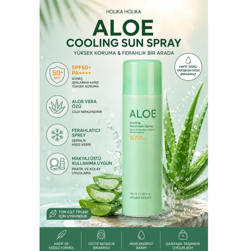 Holika Holika Aloe Ice Cooling Sun Spray SPF 50+ 100 ml - 2
