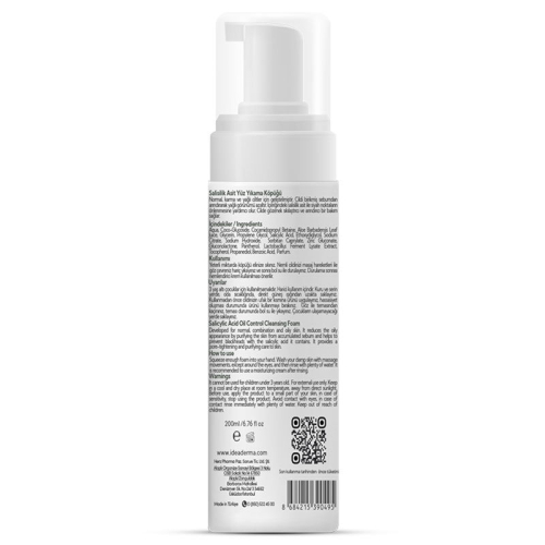 İdea Derma Salisilik Asit Yüz Yıkama Köpüğü 200 ml - 2