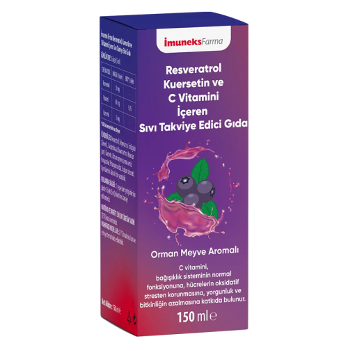 İmuneks Farma Resveratrol Kuersetin ve C Vitamini İçeren Sıvı Takviye Edici Gıda 150 ml - Imuneks